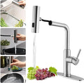 WEWE Waterfall Kitchen Faucet, Pull-Down Sprayer, Brushed Nickel | Spray by WEWE