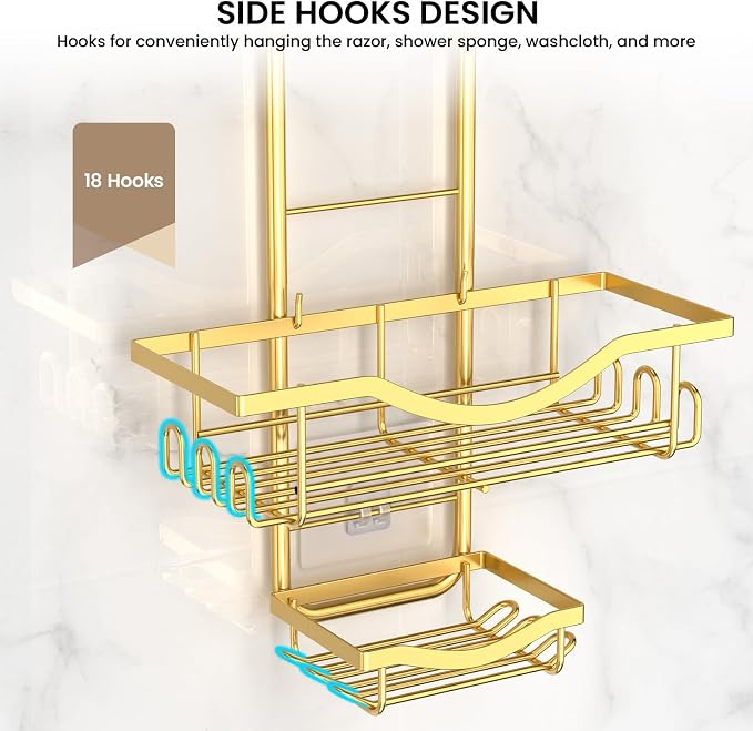 REINHARDT Adjustable Shower Caddy Hanging Rustproof Shower Organizer - Image 9