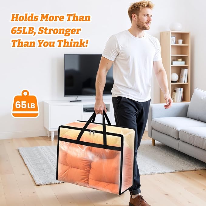 BlissTotes Moving Bags 40L 6PCS, Transparent Containers - Image 2