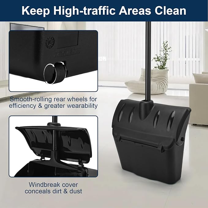 Indoor/Outdoor Heavy Duty Broom and Dustpan Set, Upright Plastic Commercial - Image 4