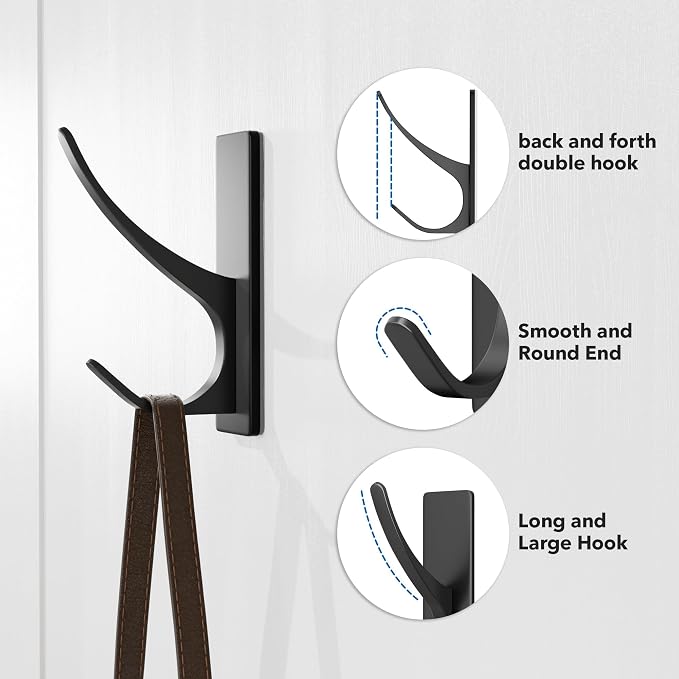 pickpiff Matt Black Self-Adhesive Hook, 13LB Hanger - Image 5
