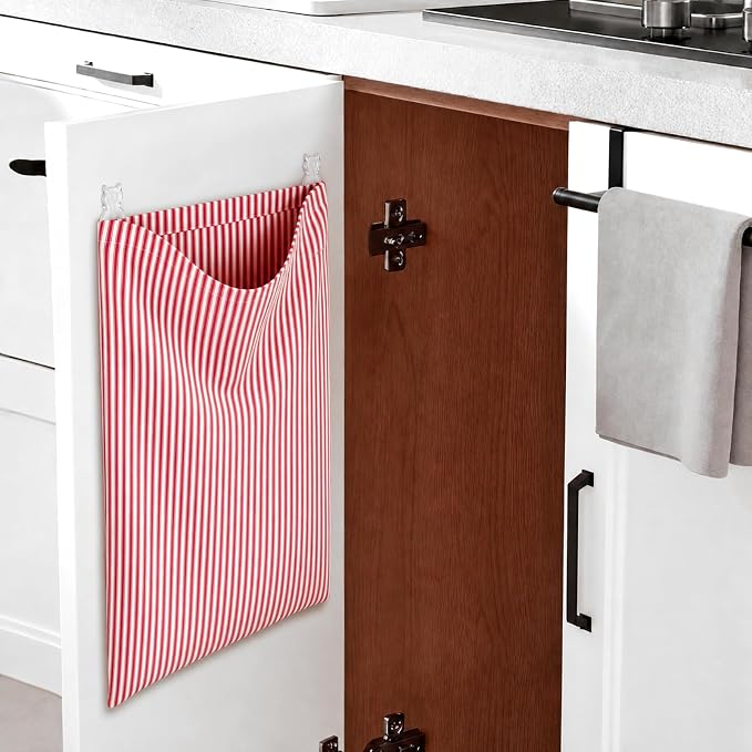 Reusable Dirty Rag Storage Linen Bag, Vertical Stripes - Image 3