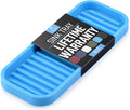 Zulay Kitchen (9x3.5) Silicone Sponge Holder for Kitchen Sink - Flexible Multipurpose Kitchen Soap Tray Sponge Holder - Sink Organizer Tray for Kitchen, Bathroom, Makeup, Trinkets & More (Blue)