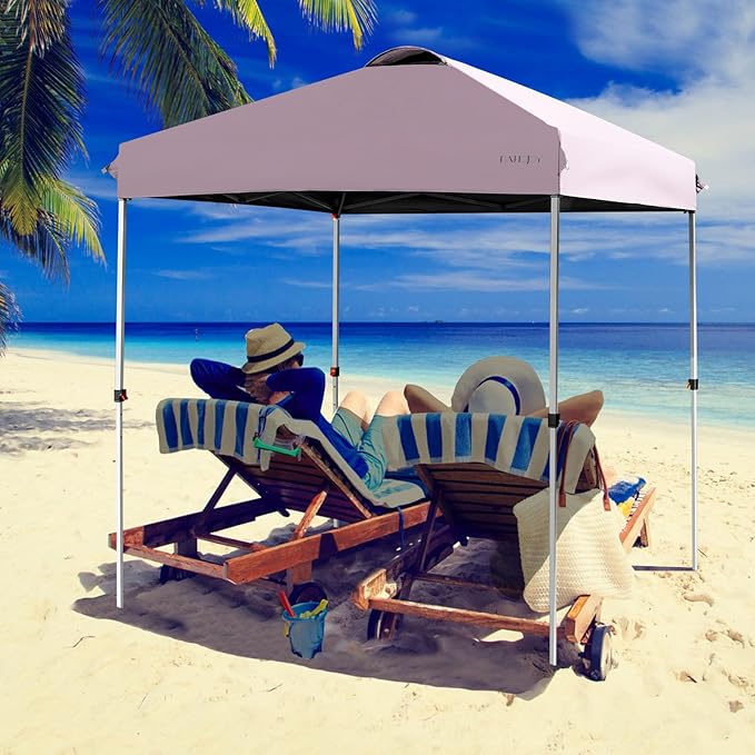 Tangkula Outdoor Pop-up Canopy Tent, 6.6 x 6.6 FT Height Adjustable Commercial Instant Canopy w/Portable Roller Bag, 4 Weight Bags, Outdoor Camping Sun Shelter for Camping, Party