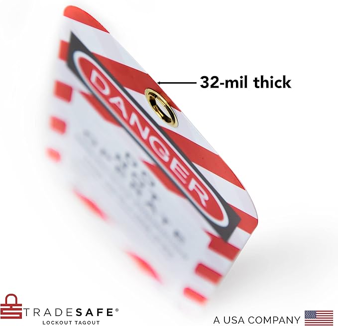 TRADESAFE Lockout Tagout Tags - 30 Danger Do Not Operate Tag with 30 Zip Ties, Premium 32 mil Vinyl, OSHA Compliant Loto Tags for Lock Out Tag Out, Equipment Repair