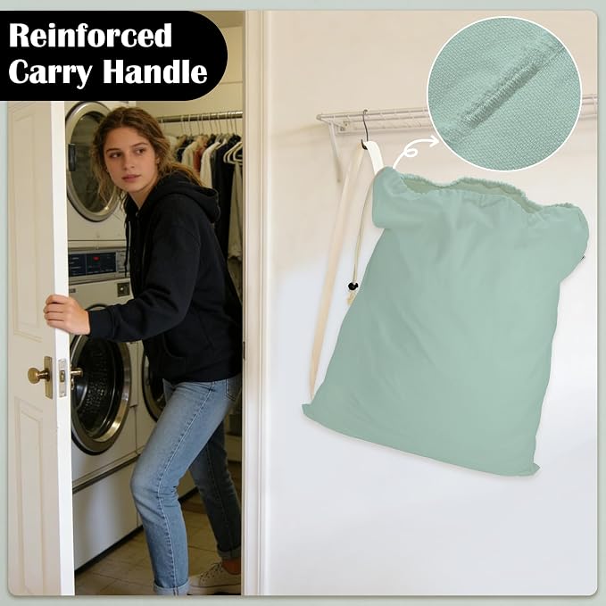Canvas Laundry Bag with Shoulder Strap & Drawstring - Image 5