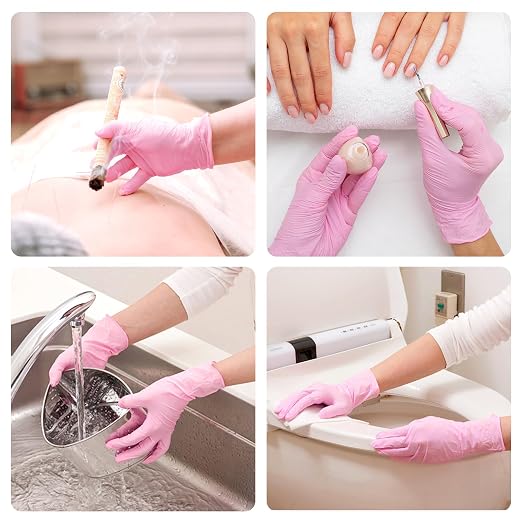 SwiftGrip Pink Nitrile Gloves, Industrial Gloves Disposable Latex Free - Image 8