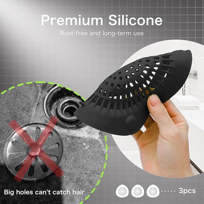 Hair Catcher Shower Drain Cover Bathtub Silicone Hair Catcher Stopper Drain - Image 3