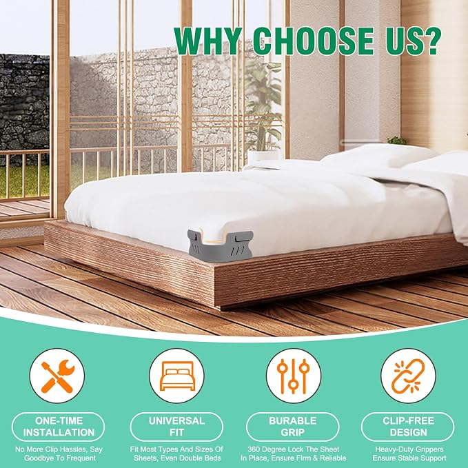 Bed Sheet Holders for Corners, No More Loose Sheets, Easy Installation for Any - Image 8