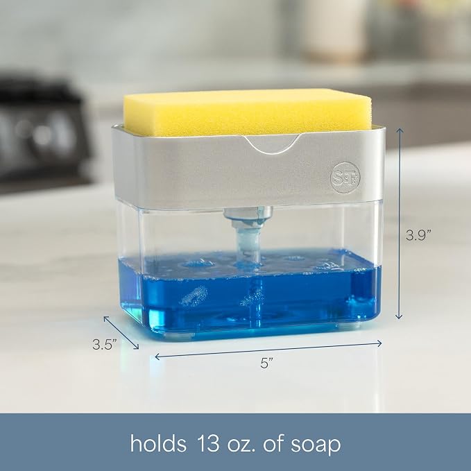 S&T INC. Dish Soap Dispenser and Sponge Holder, Sponge Included, Anti-Slid Feet - Image 6