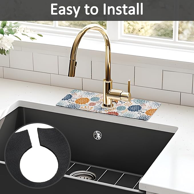 15" X 5.5" Kitchen Sink Splash Guard Faucet Mat Mandala Super Absorbent Fast - Image 5
