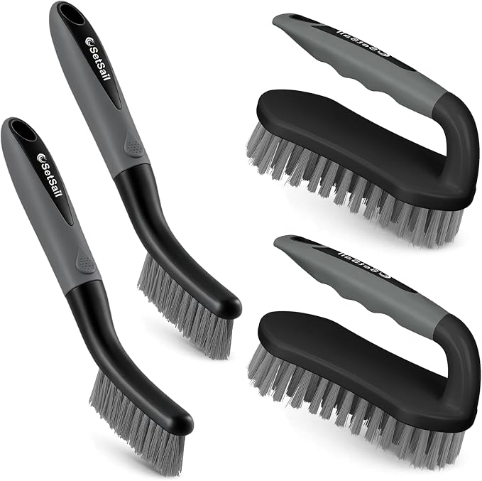 SetSail Scrub Brush, Stiff Bristle Cleaning Scrubber, 4 Pack | Durable Bristles by SetSail