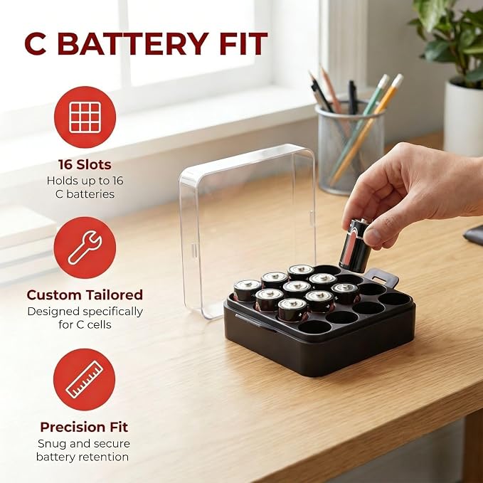 ALCYON Battery Organizer Storage Case, Battery Vault Box Container - Image 2
