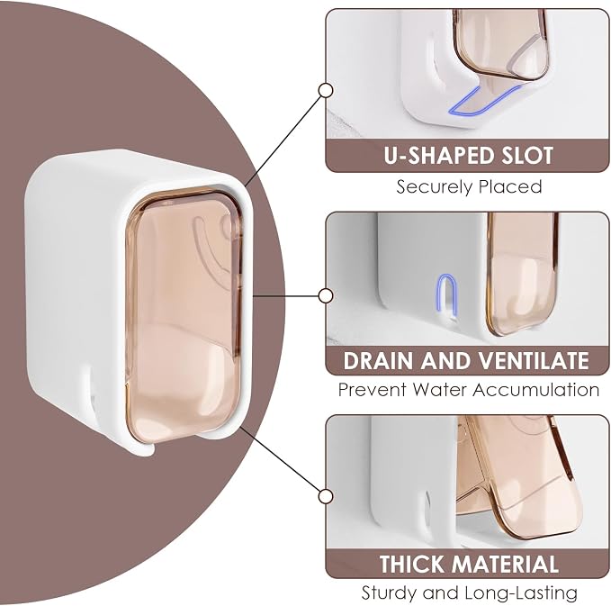 4 Pack Toothbrush Holders for Bathrooms Shower, Wall Mount Toothbrush Organizer - Image 4