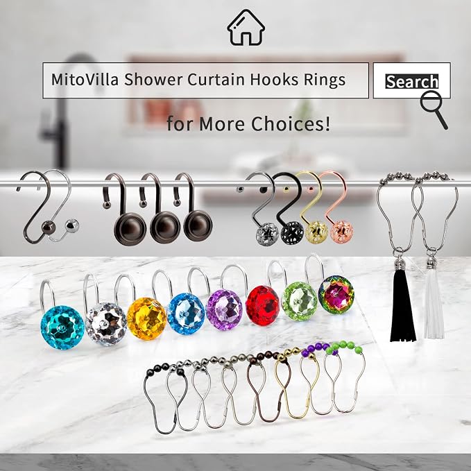 White Diamond Crystal Bling Shower Curtain Hooks Rings - Image 7
