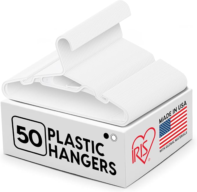 IRIS USA Lightweight Flexible Adult Hangers 50 Pack, Made in USA, Dorm by IRISUSA