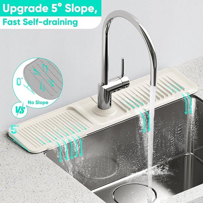 24'' Faucet Mat for Kitchen Sink Faucet Mat Kitchen Sink Splash Guard Silicone - Image 2