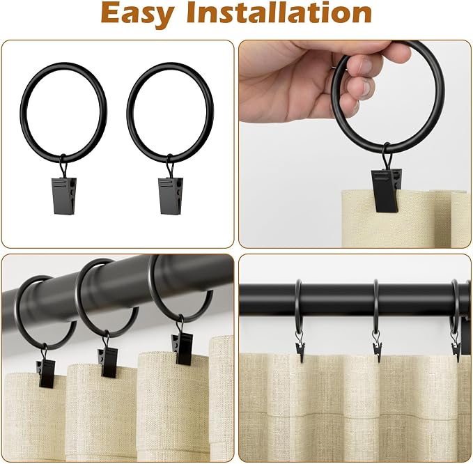 24 Pack Black Metal Curtain Rings - Image 4