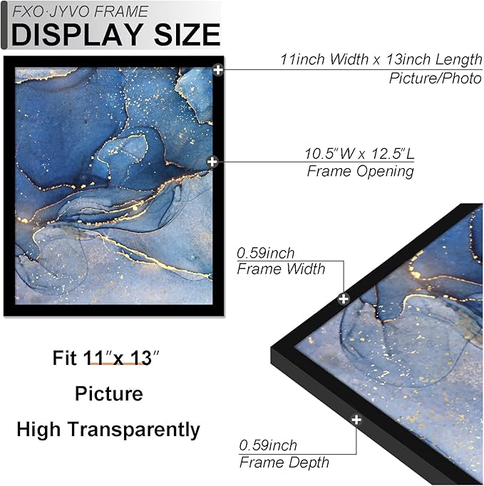 11x13 Picture Frame Set of 6, Black Frame for 11 x 13 Inch Picture Poster Photo, Light Weight and High Transparent 11 by 13 Frame for Wall - 6 Pack/Black/11 x13
