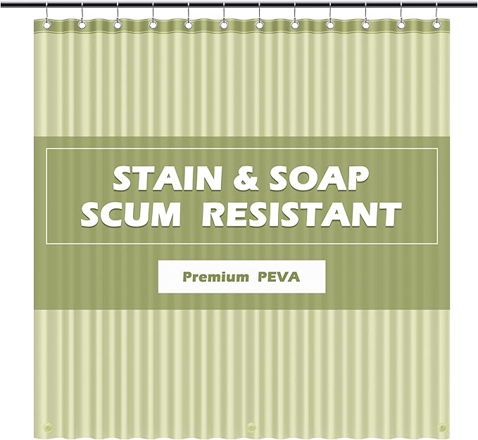 EHZNZIE Sage Shower Curtain Liner 72x72, PEVA Waterproof Bath Curtain, No by EHZNZIE