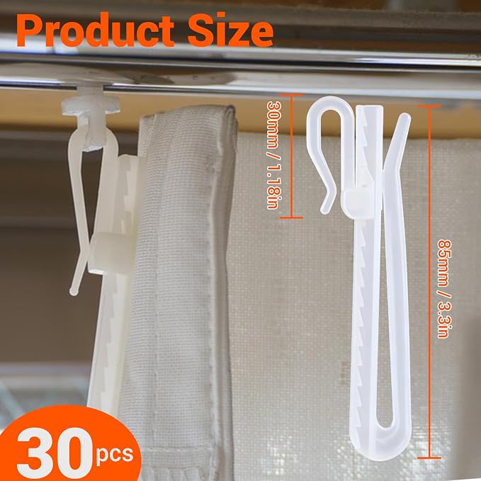 Plastic Curtain Hooks, Adjustable Pinch Pleat Hooks, Ratchet System Pinch Pleat - Image 2
