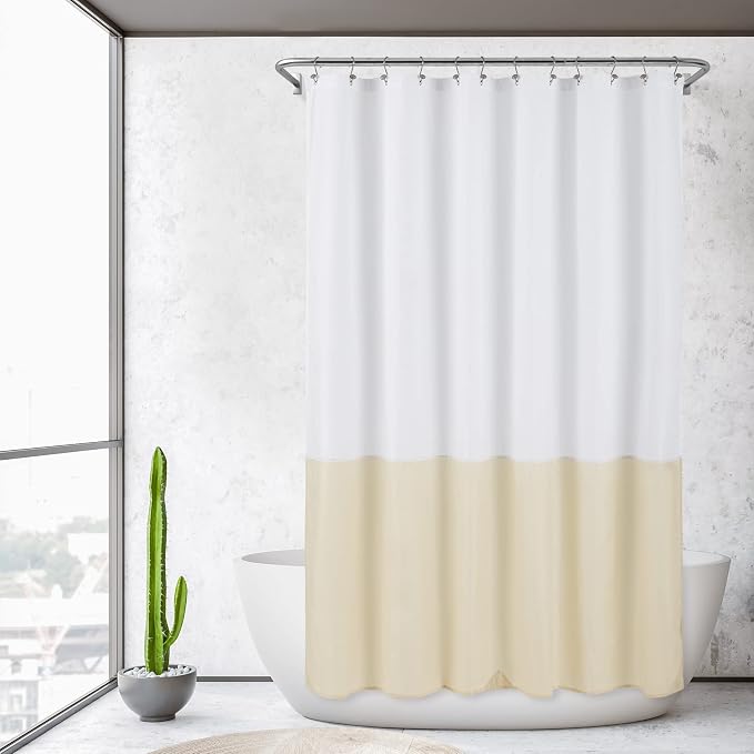 ALYVIA SPRING Waterproof Fabric Shower Curtain or Liner White/Cream - Image 6