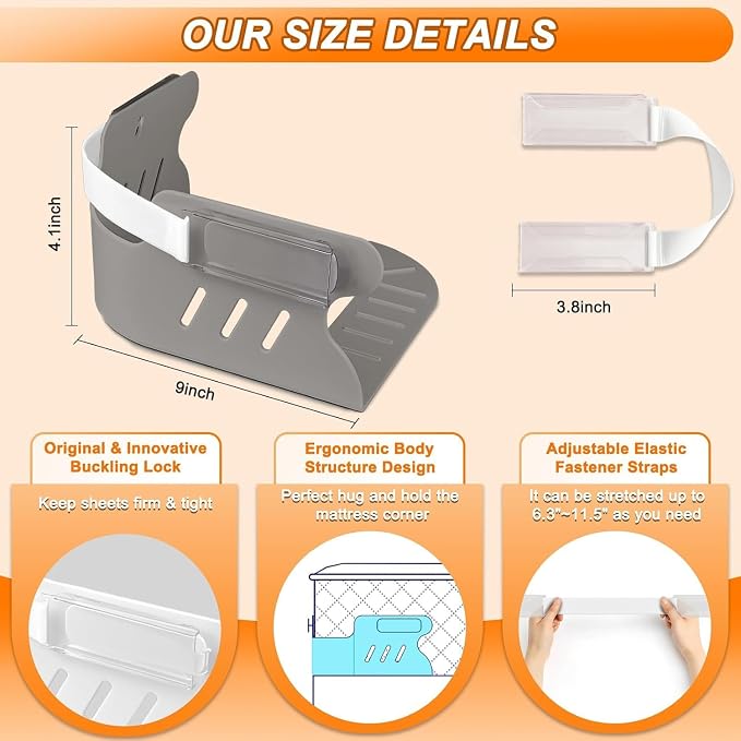 Bed Sheet Holders for Corners, Heavy Duty Fitted Sheet Holder - Image 4