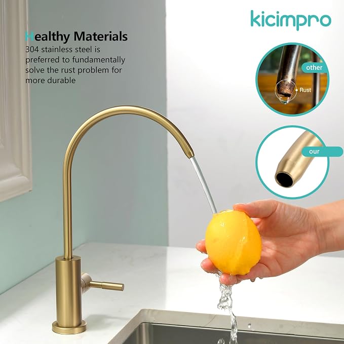 Water Filter Faucet for RO System, Non-Air Gap, 360 Swivel, Fits 1/4 & 3/8 RO - Image 5