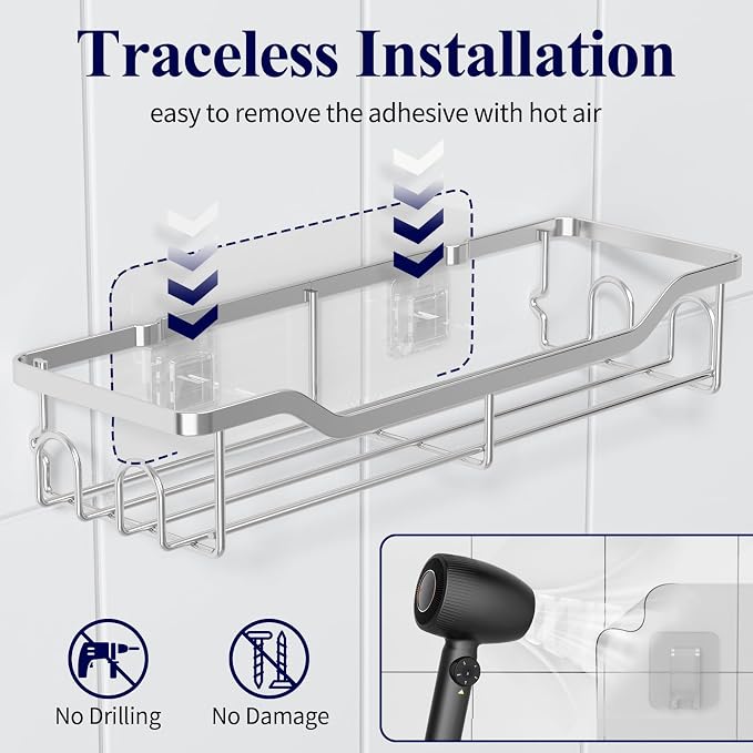 Kitsure Shower Caddy, Adhesive Shower Organizer - Image 4