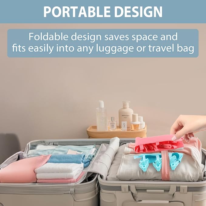 TamBee Travel Hangers Foldable for Suitcase Clothespin Travel Portable Folding - Image 3