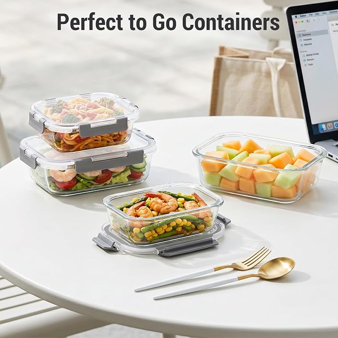 Dealusy 10 Sets 36 oz & 12 oz Glass Food Storage Containers - Image 7