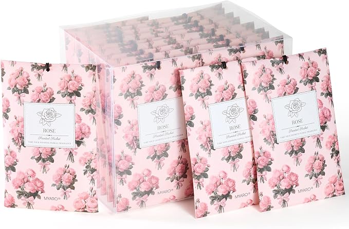 MYARO 20Pcs Rose Scented Sachets, Closet Deodorizer Car Air Freshener by MYARO