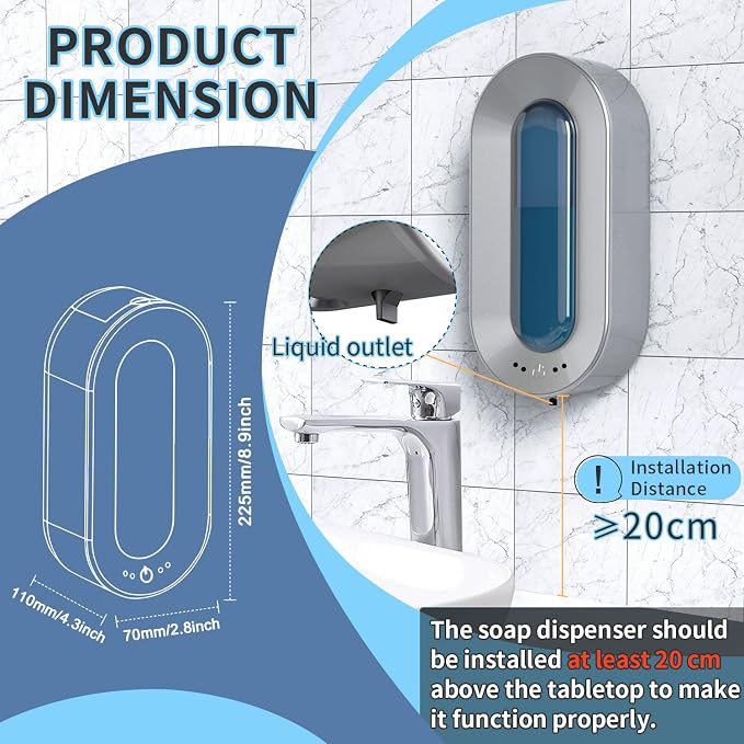 Automatic Soap Dispenser Touchless, Haiaoxonr 700ml Wall Mounted soap Dispenser - Image 3