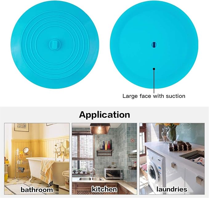 tifanso 2PCS 6" Silicone Bathtub Drain Stopper & Hair Catcher - Image 2