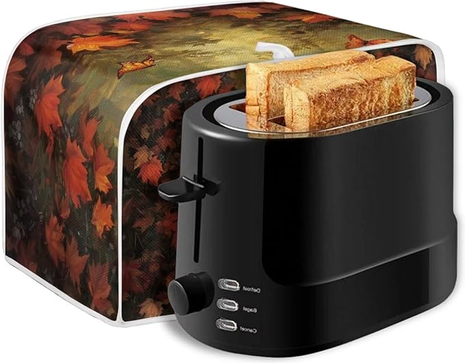 UNICEU Fall Toaster Cover 4 Slience Rooster Pumpkin Butterfly Print Fingerprint Protection for Bread Maker Kitchen Small Appliance Protection Home Decor