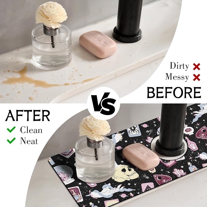 Halloween Kitchen Sink Splash Guard Faucet Mat, Farmhouse Sink Splash Guard - Image 3