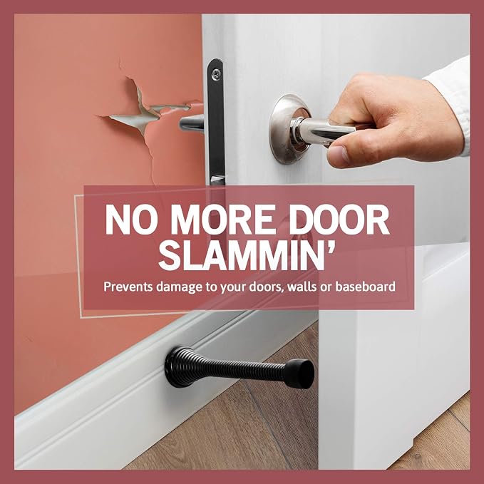 Jack N’ Drill Spring Door Stop w/ 3X Hinge Pin Door Stops | Flexi Heavy Duty - Image 2