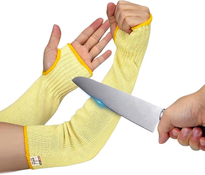 Cut Resistant Sleeves With Thumb Hole,Thin Skin Arm Protection Sleeves And Bruising, kevlar Sleeves For Women, Men, Elderly(Yellow,11.8 in)