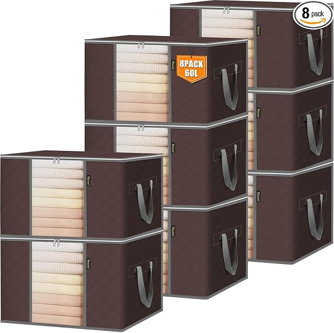 BALEINE 8 Pack Clothes Storage Bags, 16 Gallon Storage Containers by BALEINE