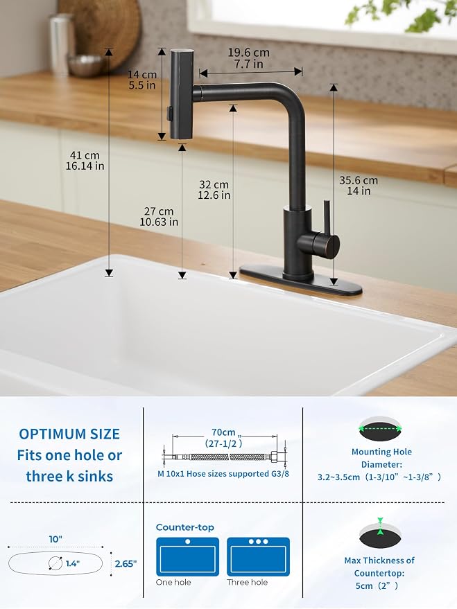 Kitchen Faucets with Pull Down Sprayer, Waterfall Kitchen Sink Faucet, - Image 7