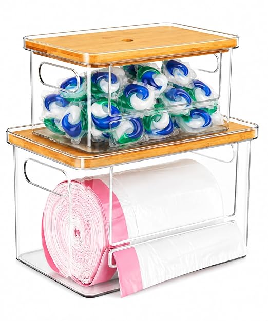 2-in-1 Stackable Trash Bag Dispenser & dishwasher pod holder by COZYCRAZE