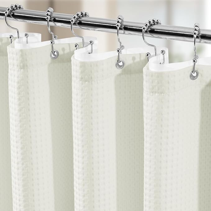 Vipfree 3 in 1 Shower Curtain Set, Waffle Shower Curtain and Liner Set by Vipfree