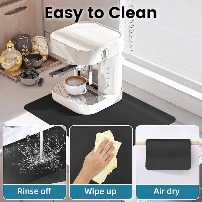 PoYang 17x12 Inch Coffee Mat, Small Dish Drying Mat, Stain-Hiding, Non-Slip & - Image 7