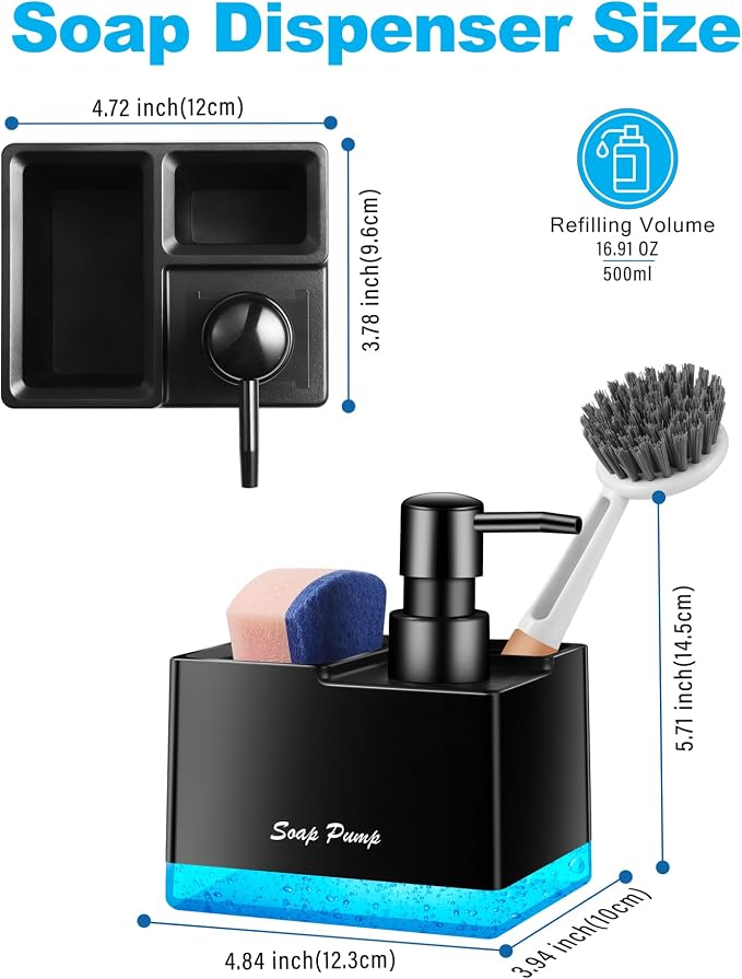 Dish Soap Dispenser with Sponge Holder, Small Hand Soap Dispenser with Sponge - Image 6