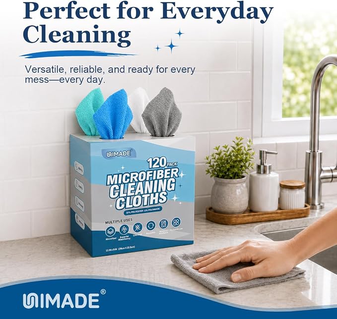 UNIMADE Microfiber Cleaning Cloth, 120 Pack Microfiber Towels - Image 4