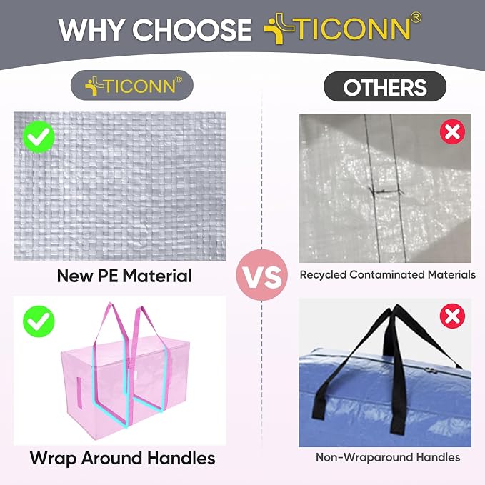 TICONN 6 Pack Extra Large Moving Bags Heavy Duty - Image 4