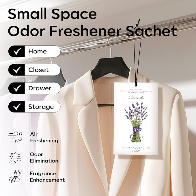 MYARO 12 Pack Assorted Floral Scented Sachets, Closet Deodorizer Freshener - Image 2