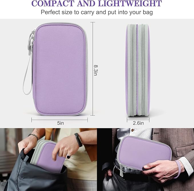 FYY Electronic Organizer, Travel Tech Pouch Bag, Light Purple | Wrist Strap - Image 2