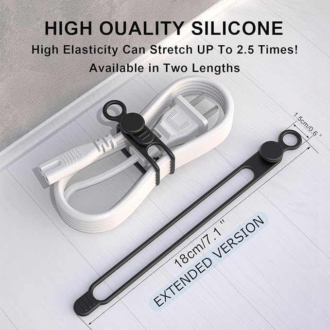 UMUST Silicone Cable Straps, School | Reusable Cord Ties, Cable Strap Tie - Image 2