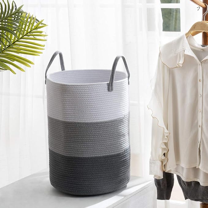 YOUDENOVA Cotton Rope Laundry Hamper Basket, 58L Blanket Basket - Image 7